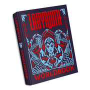 Tales of the Valiant: Labyrinth Worldbook, Limited Edition - Dark blue hardcover RPG book titled "Labyrinth Worldbook" with red and light blue fantasy-themed cover art of a character.