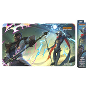 Riftbound: Vendetta Playmat - Jayce vs Viktor - Rectangular gaming playmat featuring dynamic artwork of two futuristic warriors, one wielding a bow and the other a glowing.