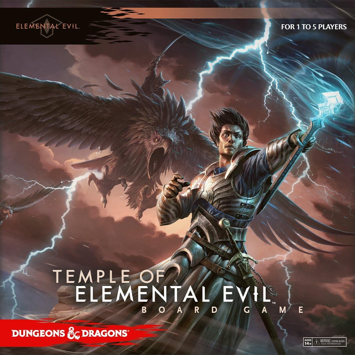 D&D Boardgame: Temple of Elemental Evil (PREORDER) - Dungeons & Dragons Temple of Elemental Evil board game box with artwork of a warrior casting lightning spell and a large.