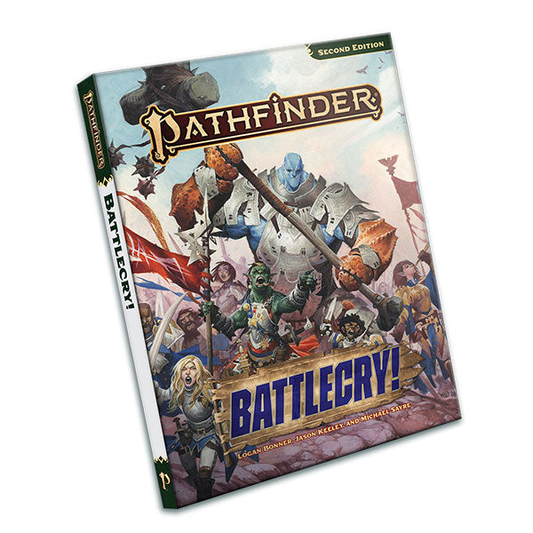 Pathfinder 2E: Battlecry! Pocket Edition - Pathfinder Battlecry! Pocket Edition hardcover RPG book with colorful fantasy warrior artwork on cover.