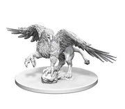 D&D Nolzur's Marvelous Minis: Griffon - Unpainted detailed resin miniature of a griffon with wings spread, standing on a rock base.