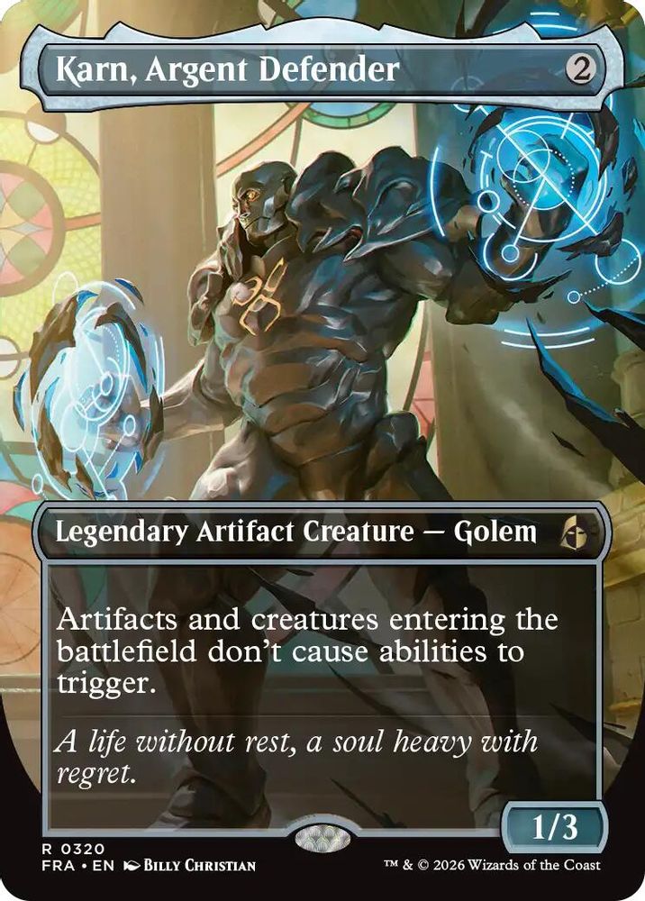 Karn, Argent Defender (Borderless) · 320 · Reality Fracture · Foil