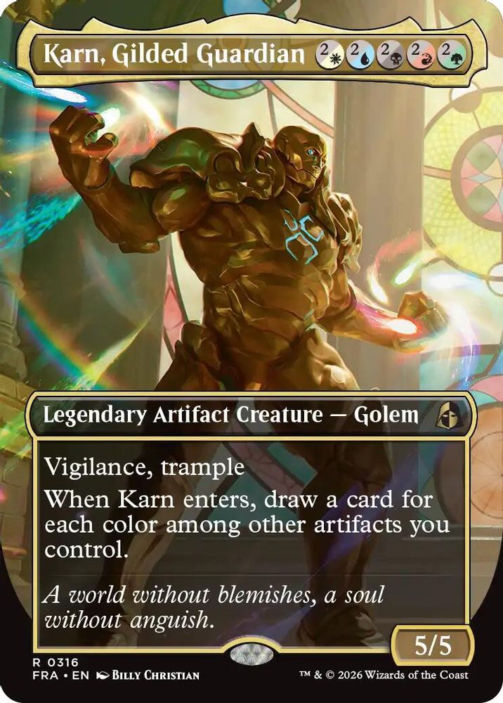 Karn, Gilded Guardian (Borderless) · 316 · Reality Fracture · Non-foil