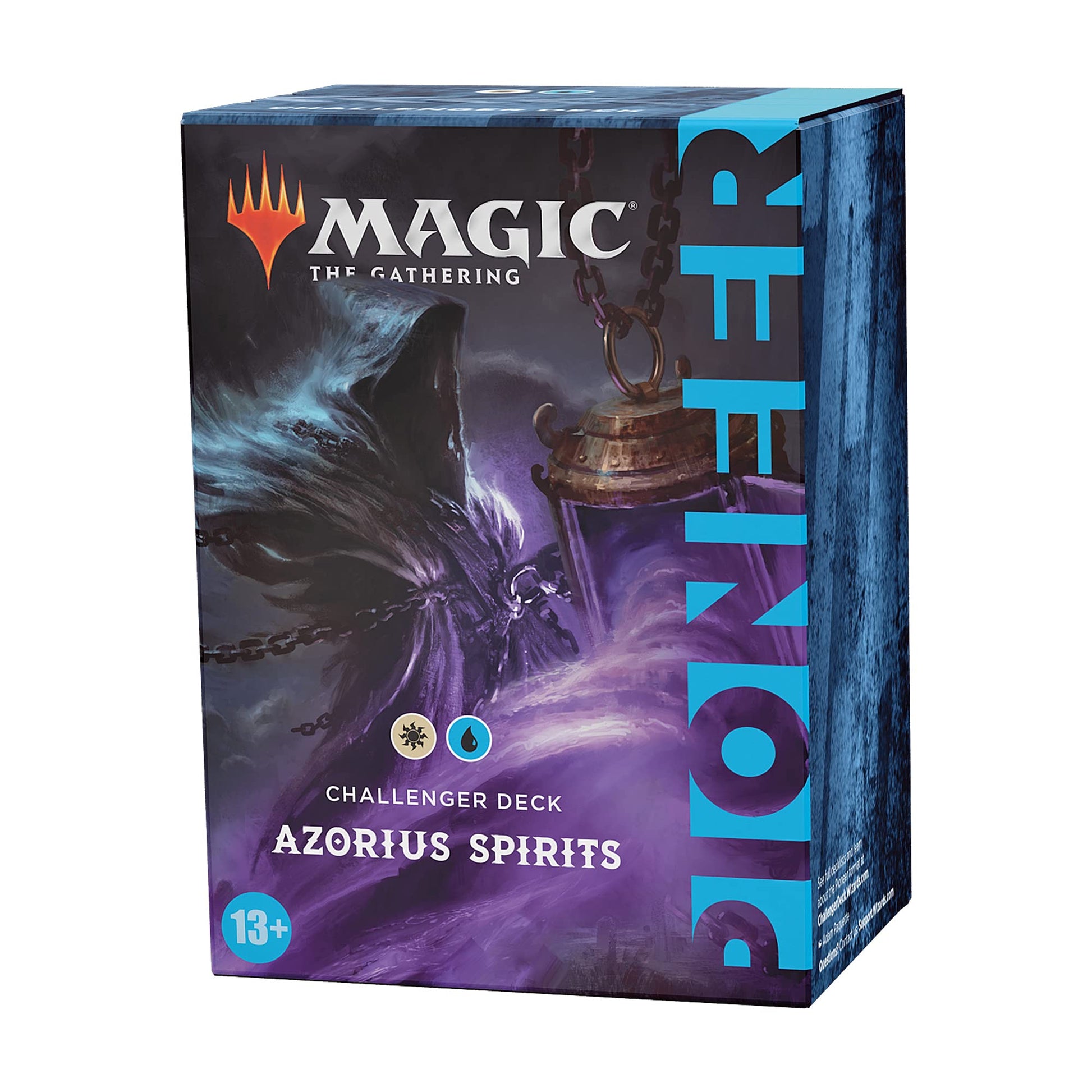 Pioneer Challenger Deck 2021: Azorius Spirits - The Gathering Pioneer Challenger Deck box featuring azorius spirits artwork and logo.