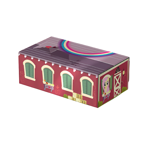 Squaroes Arkhive 800+: My Little Pony Friendship is Magic: Barn Collector's Case - Rectangular maroon collector's case designed like a barn with green windows, white trim, and a rainbow on the roof,.
