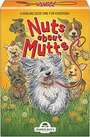 Nuts About Mutts - Nuts About Mutts card game box featuring illustrated playful dogs on green grass with orange background.