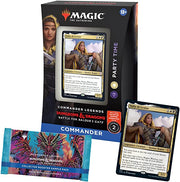 Magic: The Gathering - Battle for Baldur's Gate - Commander Deck - Party Time - The Gathering Battle for Baldur's Gate Commander Deck box with Party Time card displayed, featuring fantasy character.