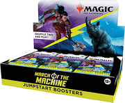 Magic: the Gathering: March of the Machines - Jumpstart Booster Box - The Gathering March of the Machines Jumpstart booster box with artwork of a warrior and mechanical creature on colorful.