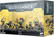 Warhammer 40,000 - Orks - Boyz - Warhammer 40,000 Orks Boyz box set featuring 11 detailed green-skinned Ork miniatures in fierce battle poses.
