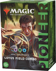 Pioneer Challenger Deck 2021: Lotus Field Combo - Magic The Gathering Pioneer Challenger Deck box featuring a fantasy character with glowing rings, green and black color.