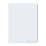 Ultra Pro 4-Pocket Zippered Binder: Vivid - White (PREORDER) - White zippered binder with smooth surface and subtle Ultra Pro logo embossed in bottom right corner.