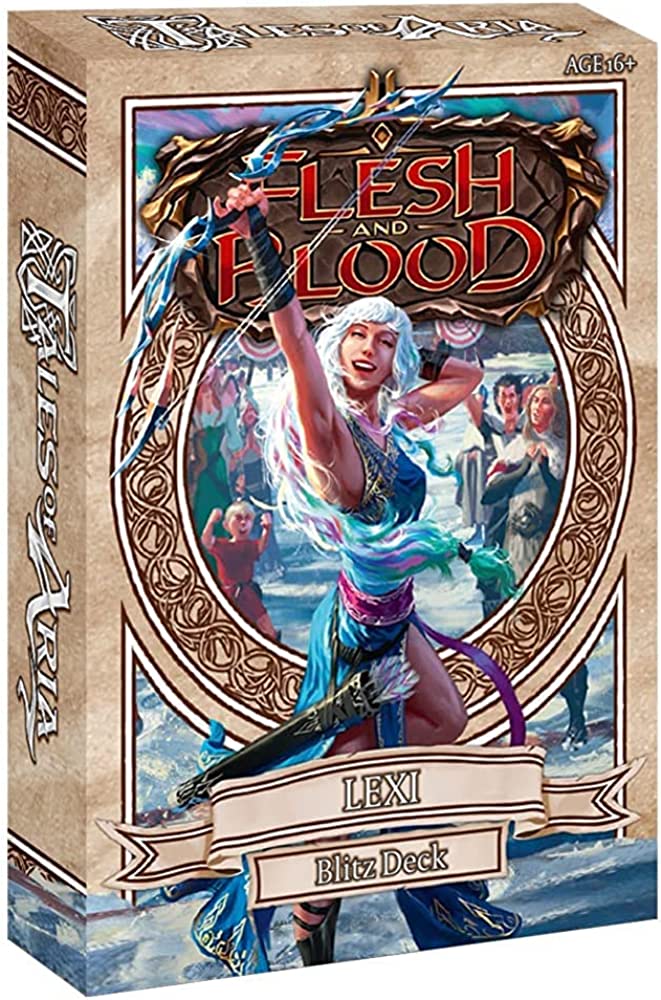 Flesh and Blood - Tales of Aria - Blitz Deck - Lexi - Flesh and Blood Blitz Deck box featuring vibrant fantasy artwork of a character wielding a glowing sword.