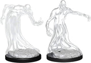 D&D Nolzur's Marvelous Miniatures: Shadow - Two translucent gray plastic miniatures of shadowy humanoid figures with tattered lower bodies, posed with outstretched.