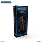 Starfinder: Formian Warrior Alt - Black and blue Starfinder Formian Warrior Alt game figure box featuring insectoid warrior holding a long staff weapon.