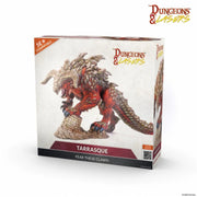 Dungeons & Lasers: Tarrasque (Unpainted) - Unpainted red and gray detailed fantasy miniature of a Tarrasque monster with sharp claws and spiked tail in dynamic pose.