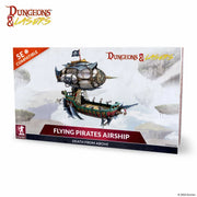 Dungeons & Lasers: Deuslair: Flying Pirates Airship (Unpainted) - Unpainted resin Flying Pirates Airship miniature with sails, cannons, and pirate flag detail.