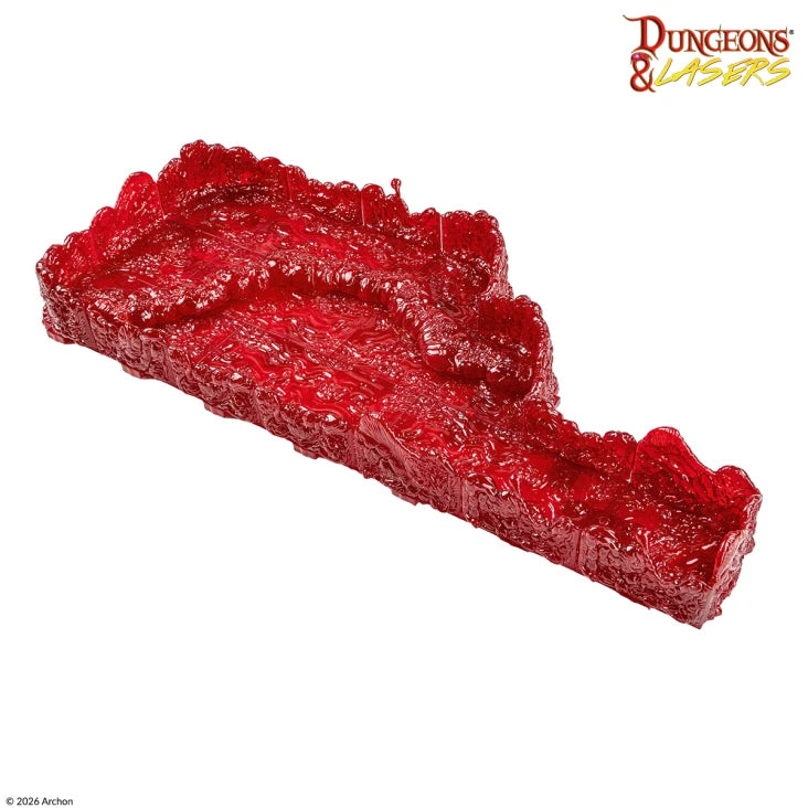Dungeons & Lasers: Carnage Tract (Unpainted) (PREORDER) - Unpainted red resin terrain piece shaped like jagged rocky ground with sharp ridges and crevices.