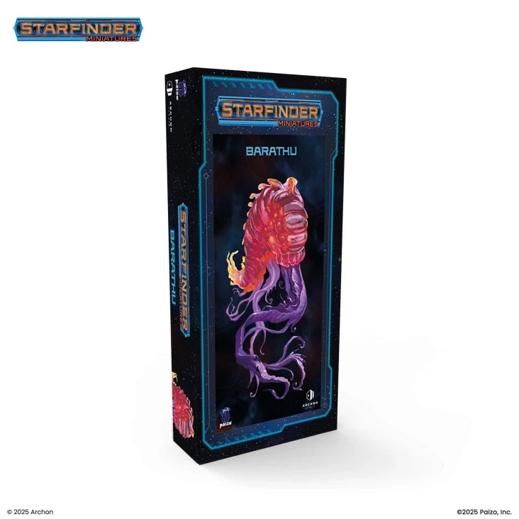 Starfinder: Barathu - Tall black box featuring a detailed purple and red alien creature with tentacles and glowing eyes, labeled Starfinder.