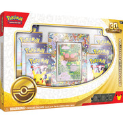 Pokémon TCG: 30th Celebration - Battle Deck - Ditto Premium Collection (PREORDER) - Pokémon TCG 30th Celebration Ditto Battle Deck featuring colorful cards and Pikachu art in a gold-accented white and red box.
