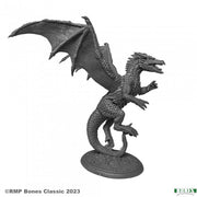 Amber Dragon - Black detailed dragon figurine with outstretched wings and textured scales on oval base.