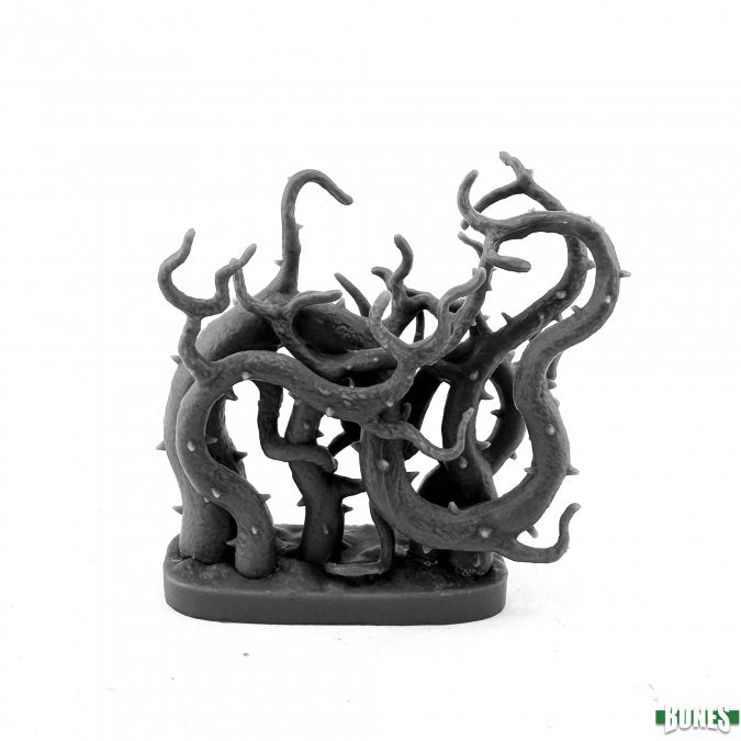 Wall of Thorns - Black twisted thorn-like sculpture with multiple curling branches on a solid oval base.