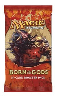 Magic: The Gathering - Born of the Gods Booster Pack - The Gathering Born of the Gods booster pack featuring warrior artwork and bold text.