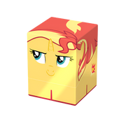 Squaroes Boulder 100+: My Little Pony Friendship is Magic: Sunset Shimmer - Yellow and red rectangular card deck box featuring Sunset Shimmer from My Little Pony with confident expression.
