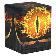 Squaroes Boulder 100+: The Lord of the Rings - Eye of Sauron (PREORDER) - Black rectangular deck box featuring a vivid fiery Eye of Sauron graphic with orange, yellow, and red flames and dark tower.
