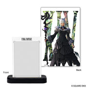 One-Touch Edge: Final Fantasy - Y'shtola (PREORDER) - Clear acrylic display stand featuring Y'shtola in layered black armor with silver hair and detailed staff design on the back