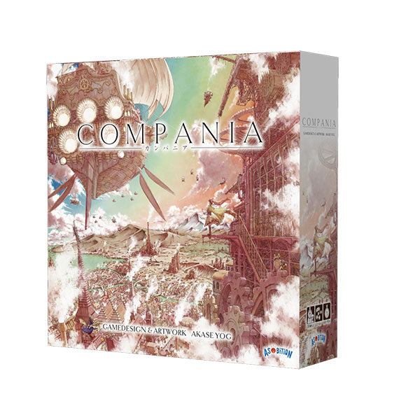Compania (PREORDER) - Square board game box with detailed sepia and pastel green artwork depicting ships and historical trading scenes, titled.