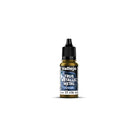 Vallejo True Metallic Metal Airbrush: Greenish Gold (18ml) - Small clear plastic bottle with black dropper cap, filled with greenish gold metallic paint, labeled Vallejo True Metallic.