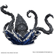 D&D Icons of the Realms: Kraken (PREORDER) - Black detailed kraken miniature with curled tentacles rising from blue and white splashing waves.