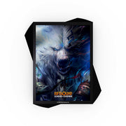 Card Sleeves: Riftbound Origins - Volibear - Card sleeves featuring a fierce white bear with glowing blue eyes on a dark, mystical background, designed for protecting.