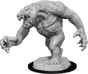 D&D Nolzur's Marvelous Miniatures: Gray Render - Gray plastic miniature of a muscular monstrous creature with sharp claws and fanged open mouth on round base.