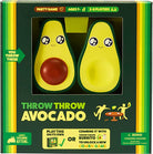 Throw Throw Avacado - Two kawaii-style avocado halves with smiling faces, one with a red pit, in green and yellow party game packaging.