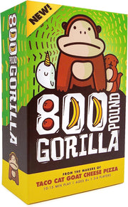 800 Pound Gorilla - 800 Pound Gorilla family party game box with cartoon gorilla and banana design on green background.