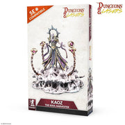 Dungeons & Lasers: Kaoz The Soul Harvester (Unpainted) - Unpainted resin tabletop miniature of Kaoz the Soul Harvester with multi-armed skeletal figure and skull-topped staff,.