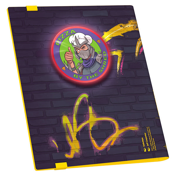 Ultimate Guard 18-Pocket FlexXFolio 360 Portfolio: Teenage Mutant Ninja Turtles - Swamp - Dark purple portfolio with yellow graffiti-style paint splashes and a round Teenage Mutant Ninja Turtles pizza logo on the.