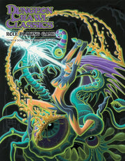 Dungeon Crawl Classics: Core Rulebook Erol Otus Cover - Dungeon Crawl Classics Core Rulebook with vibrant fantasy artwork of a wizard casting a spell against a dark background.