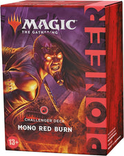 Pioneer Challenger Deck 2021: Mono Red Burn - Magic The Gathering Pioneer Challenger Deck 2021 featuring fiery red and purple artwork with a fierce warrior on the front,.