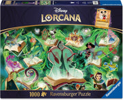 1000 Piece Puzzle: Disney Lorcana Glimmers of the Realm - Emerald - Disney Lorcana Glimmers of the Realm 1000-piece puzzle featuring vibrant fantasy artwork with green glowing swirls and open.