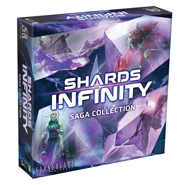 Shards of Infinity: Saga Collection (PREORDER) - Shards of Infinity Saga Collection board game box with purple crystalline shards and sci-fi characters on cover.
