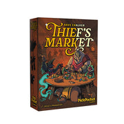 Thief's Market (PREORDER) - Dark brown box with yellow "Thief's Market" title, featuring fantasy creatures around a round table playing cards.