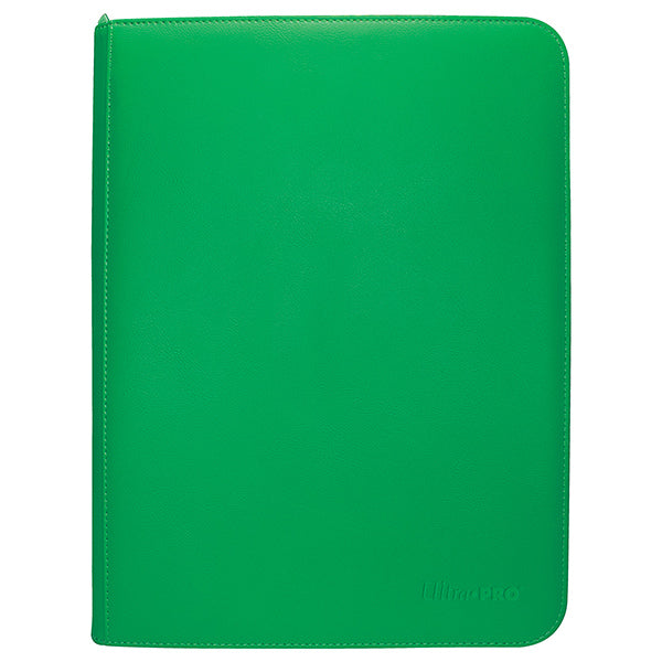 Ultra Pro 9-Pocket Zippered Binder: Vivid - Green (PREORDER) - Bright green Ultra Pro zippered binder with smooth exterior and rounded corners.