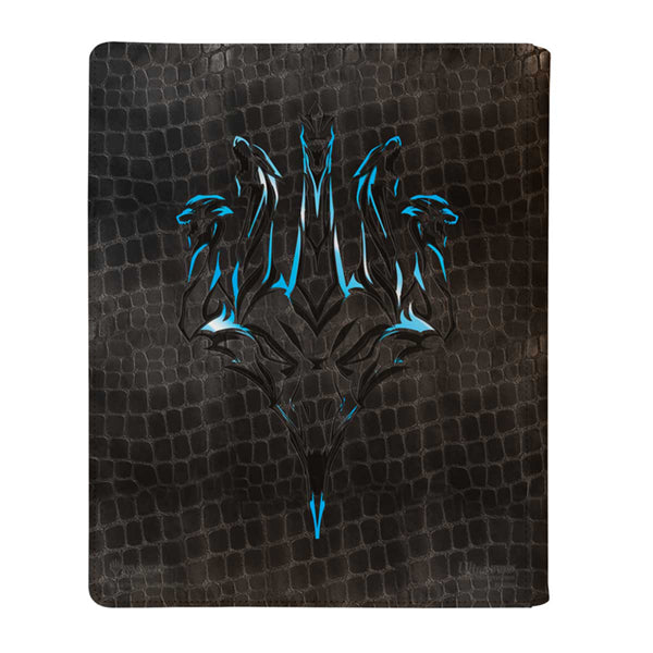 Binder PRO 9-Pocket Premium Zippered - Tarkir Dragonstorm - 5 Clans - Black textured card binder with a raised blue and black dragon emblem on the front cover.
