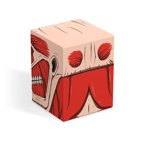 Squaroes 100+ Boulder: Attack on Titan - Colossal Titan (PREORDER) - Cube puzzle with stylized Colossal Titan face from Attack on Titan in red, beige, and black colors.