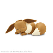 Pokémon Model Kit Quick!! - Eevee (Goodnight Pose) (PREORDER) - Sleeping Eevee figure in soft brown and cream colors with closed eyes and relaxed pose, smooth plastic model kit.
