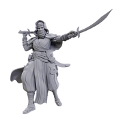 Pathfinder Deep Cuts: Desert Giant - Gray unpainted miniature of a warrior giant holding a curved sword with flowing robes and armor details.