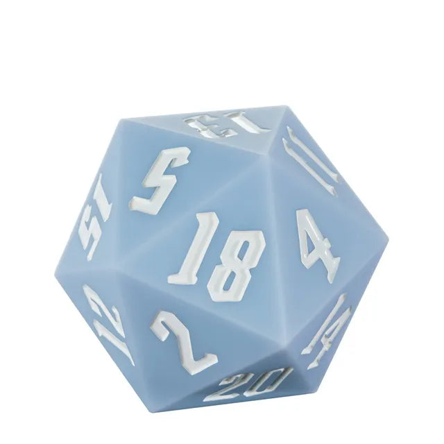 Giant Bouncy D20 - Light Blue - Light blue giant bouncy 20-sided die with white numbers on each face.