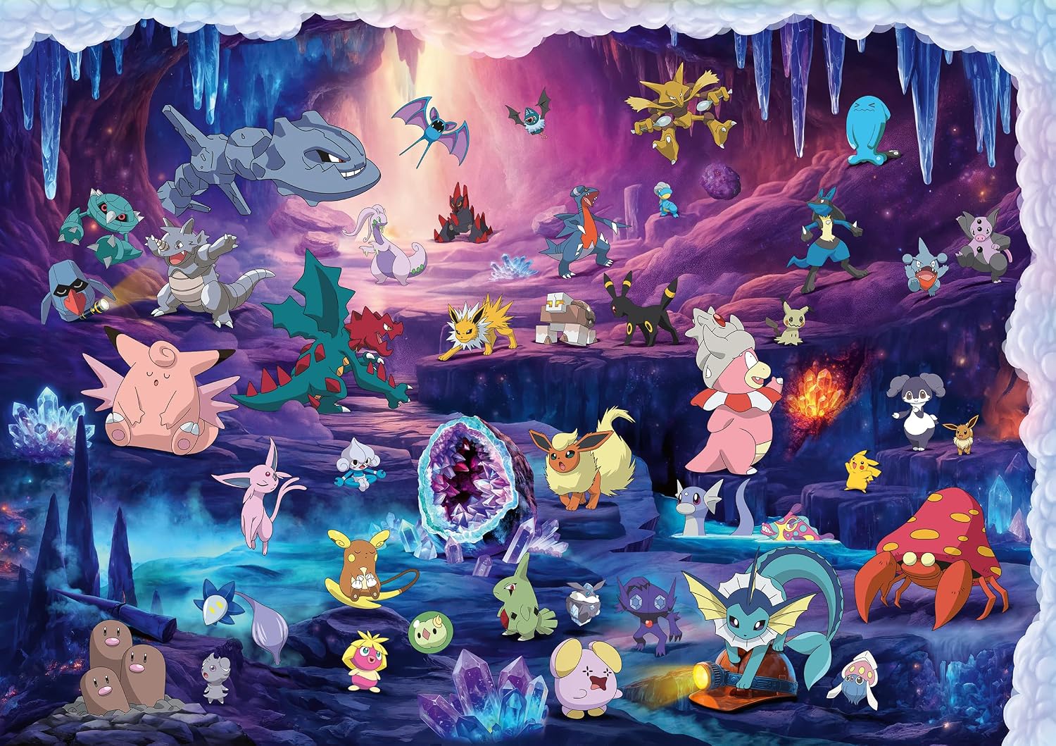 Pokémon Celebration Journey 40320 Piece Puzzle (PREORDER) - Colorful Pokémon-themed 40320-piece puzzle featuring various Pokémon characters in a mystical cave setting with glowing.